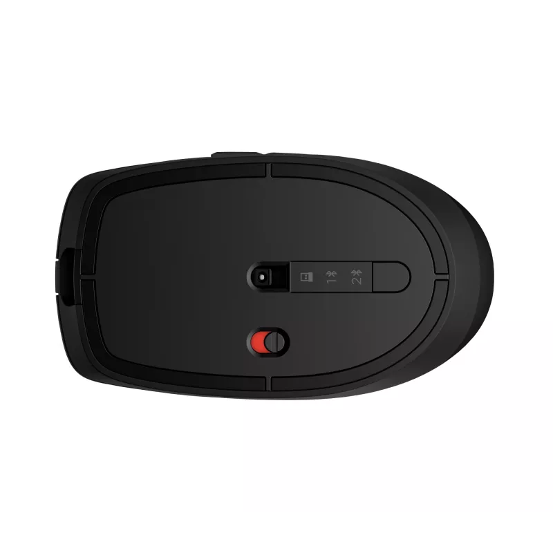 HP 715 uzlādējama vairāku ierīču pele, piemērota abām rokām, RF bezvadu + Bluetooth, 3000 DPI, melna