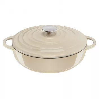 Tefal čuguna servēšanas panna LOV E25972, apaļa 3,8 L, 28 cm, bēša