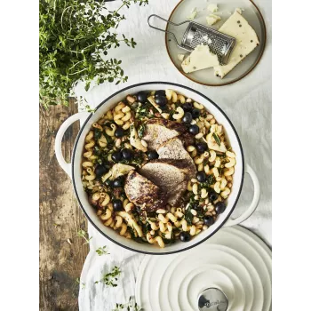 Tefal čuguna servēšanas panna LOV E25972, apaļa 3,8 L, 28 cm, bēša