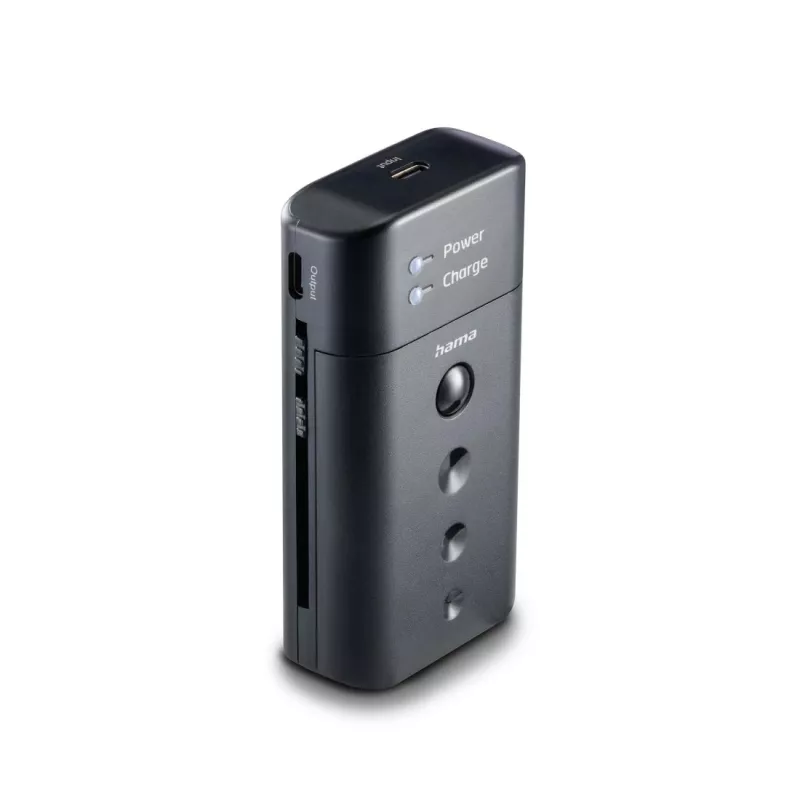 Bateriju lādētājs HAMA 00081390 digitālo kameru baterijām — USB, saderīgs ar Li‑Ion un NiMH, 5 V ieeja