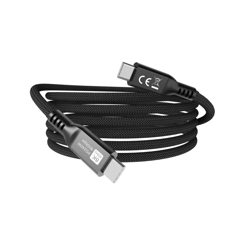 USB4 Gen4x2 C–C kabelis EQUIP 2 m, 80 Gbps, PD 240 W, 8K@60Hz, melns