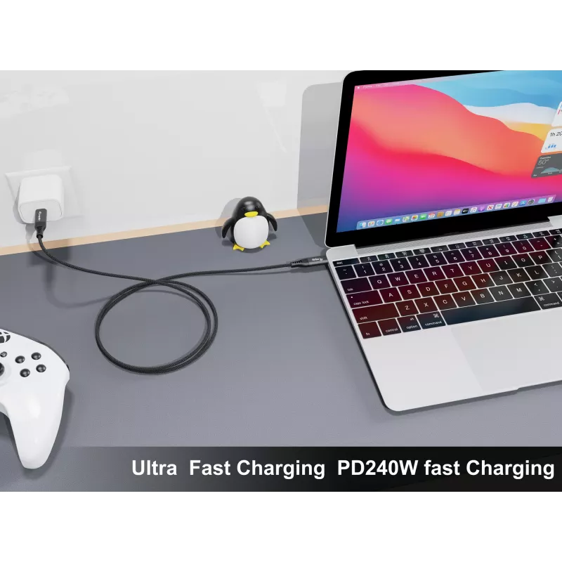 Equip USB 4 Īpaši plāns C uz C kabelis, 1,2 m, PD240W, 4K/60Hz, 40Gbps, melns