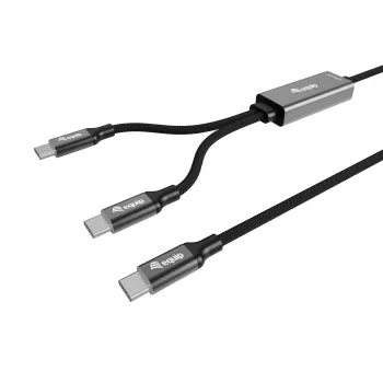 USB-C uz 2x USB-C Y-uzlādes kabelis EQUIP 1.5m PD 140W, USB 2.0, melns