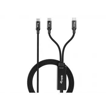 USB-C uz 2x USB-C Y-uzlādes kabelis EQUIP 1.5m PD 140W, USB 2.0, melns