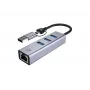 USB-C uz Gigabit Ethernet tīkla adapteris ar 3 portu USB centrmezglu CONCEPTRONIC ABBY25G — USB 3.2 Gen 1, 1 Gbps Ethernet, 3x USB-A, alumīnijs, pelēks