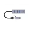 USB-C uz Gigabit Ethernet tīkla adapteris ar 3 portu USB centrmezglu CONCEPTRONIC ABBY25G — USB 3.2 Gen 1, 1 Gbps Ethernet, 3x USB-A, alumīnijs, pelēks