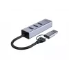 USB-C uz Gigabit Ethernet tīkla adapteris ar 3 portu USB centrmezglu CONCEPTRONIC ABBY25G — USB 3.2 Gen 1, 1 Gbps Ethernet, 3x USB-A, alumīnijs, pelēks