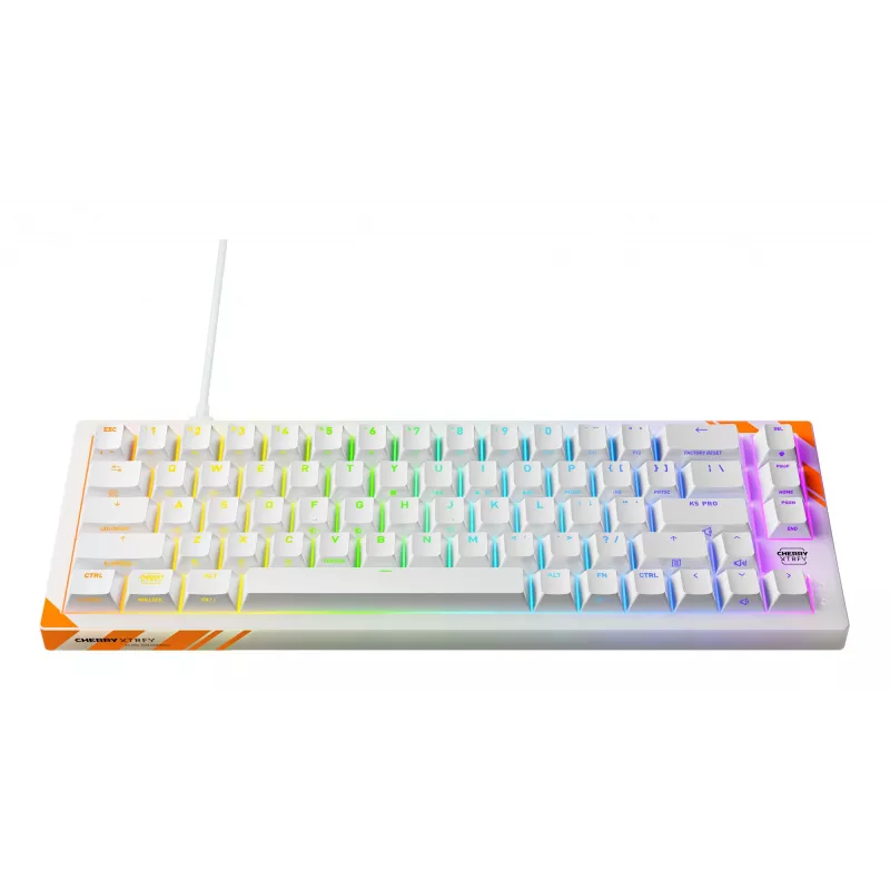 Mehāniskā spēļu tastatūra Cherry K5 Pro TMR Compact 65% QWERTY US, vadu USB, RGB, oranža/balta