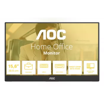 AOC 16T20E2 portatīvais televizors/monitors Pārnēsājams monitors Melns 39,6 cm (15,6 collas) LED 1920 x 1080 pikseļi