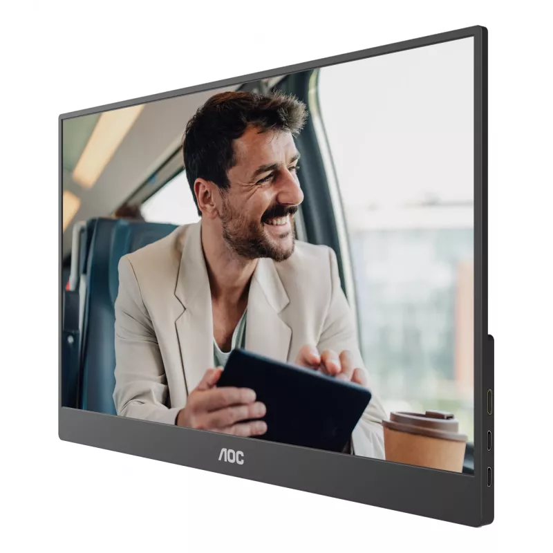 AOC 16T20E2 portatīvais televizors/monitors Pārnēsājams monitors Melns 39,6 cm (15,6 collas) LED 1920 x 1080 pikseļi