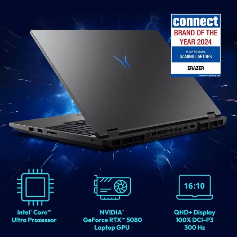 ERAZER Beast 16 X1 Intel Core Ultra 9 275HX klēpjdators 40,6 cm (16 collas) Quad HD+ 32 GB DDR5-SDRAM 2 TB SSD NVIDIA GeForce RTX 5080 Wi-Fi 6E (802.11ax) Windows 11 Home Melns
