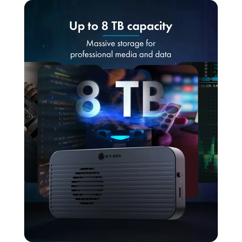 ICY BOX Diamond Case 1980 M.2 NVMe SSD korpuss ar Thunderbolt 5 tehnoloģiju un pārsūtīšanas ātrumu līdz 80 Gbps