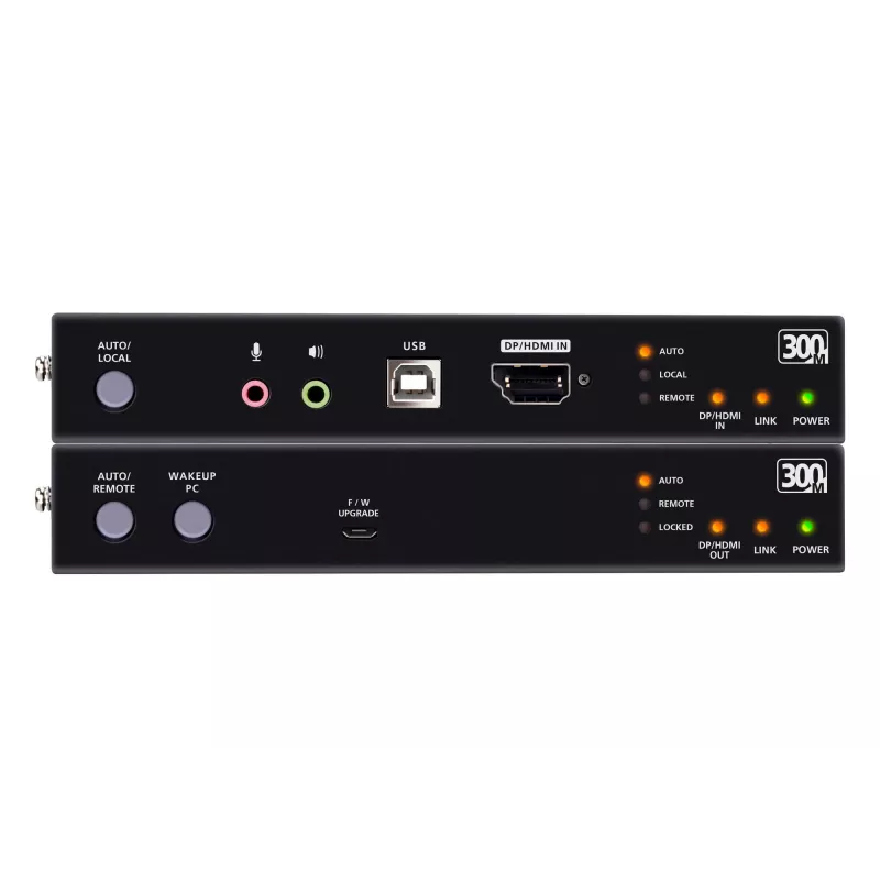KVM pagarinātājs ATEN True 4K DP/HDMI Optical KVM 300m – raidītājs un uztvērējs, DisplayPort/HDMI, USB, 300 m