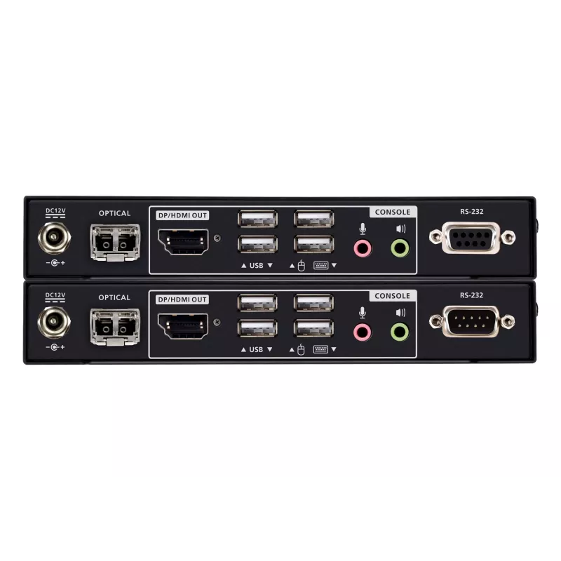 KVM pagarinātājs ATEN True 4K DP/HDMI Optical KVM 300m – raidītājs un uztvērējs, DisplayPort/HDMI, USB, 300 m