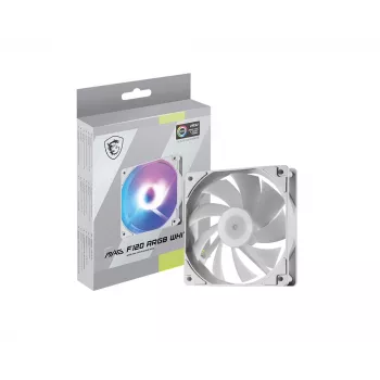 Datora korpusa ventilators MSI MAG F120 ARGB balta — 120 mm, 1300 RPM, hidrauliskais gultnis