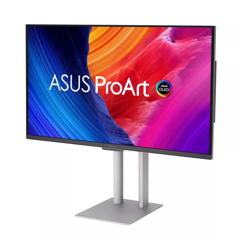 Datora monitors ASUS ProArt PA27UCDMR 67,3 cm (26,5 collas) 3840×2160 4K OLED sudraba krāsā, 0,1 ms, USB 3.2 Gen 2, skaļruņi, VESA