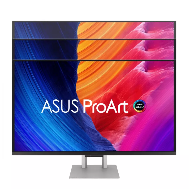 Datora monitors ASUS ProArt PA27UCDMR 67,3 cm (26,5 collas) 3840×2160 4K OLED sudraba krāsā, 0,1 ms, USB 3.2 Gen 2, skaļruņi, VESA