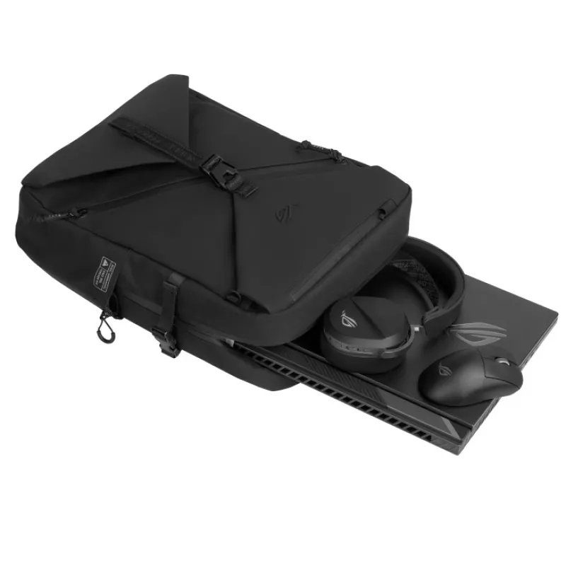 Mugursoma klēpjdatoram ASUS ROG Archer Backpack 16 BP2600 — piemērota 40,6 cm (16 collu) klēpjdatoram, poliesters un āda, melna