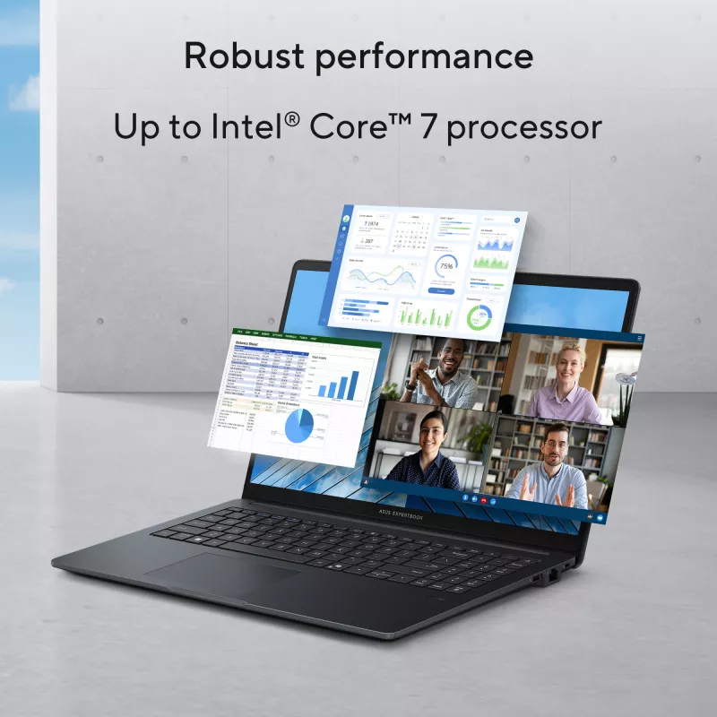 ASUS ExpertBook B1 B1503CVA-S78424X Intel Core 7 150U Klēpjdators 39,6 cm (15,6 collas) Full HD 32 GB DDR5-SDRAM 1 TB SSD Wi-Fi 6E (802.11ax) Windows 11 Pro ASV starptautiskais Pelēks