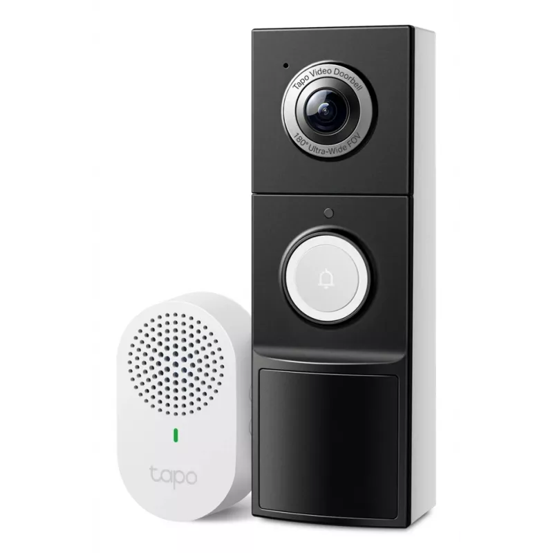 TP-Link Tapo Video Doorbell Camera 1 × D235, 1 × D100C, melna, balta, IP66, 130°, infrasarkanais, sienas, CE, RoHS, RCM,R-NZ,FCC, EAC, Triman, UKCA