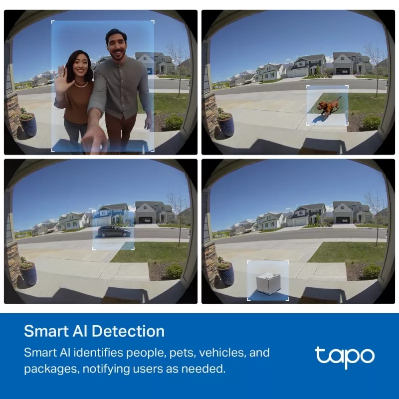 TP-Link Tapo Video Doorbell Camera 1 × D235, 1 × D100C, melna, balta, IP66, 130°, infrasarkanais, sienas, CE, RoHS, RCM,R-NZ,FCC, EAC, Triman, UKCA