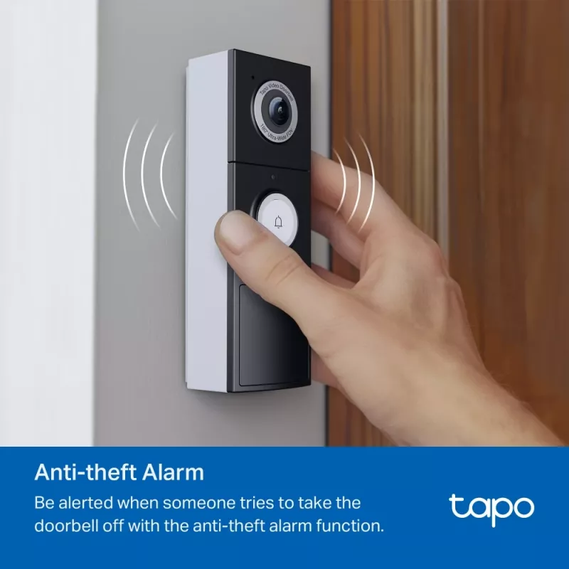 TP-Link Tapo Video Doorbell Camera 1 × D235, 1 × D100C, melna, balta, IP66, 130°, infrasarkanais, sienas, CE, RoHS, RCM,R-NZ,FCC, EAC, Triman, UKCA
