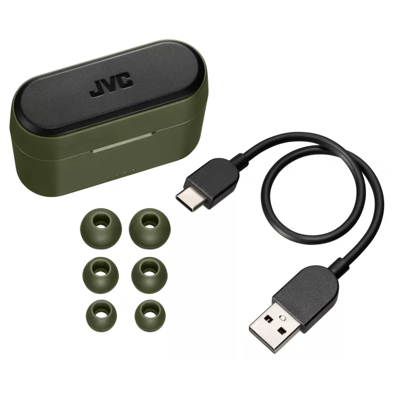 JVC Powerful Sound TWS zaļš, True Wireless Stereo (TWS), 20 - 20000 Hz, zvaniem/mūzikai, 8,2 g, austiņas, zaļš