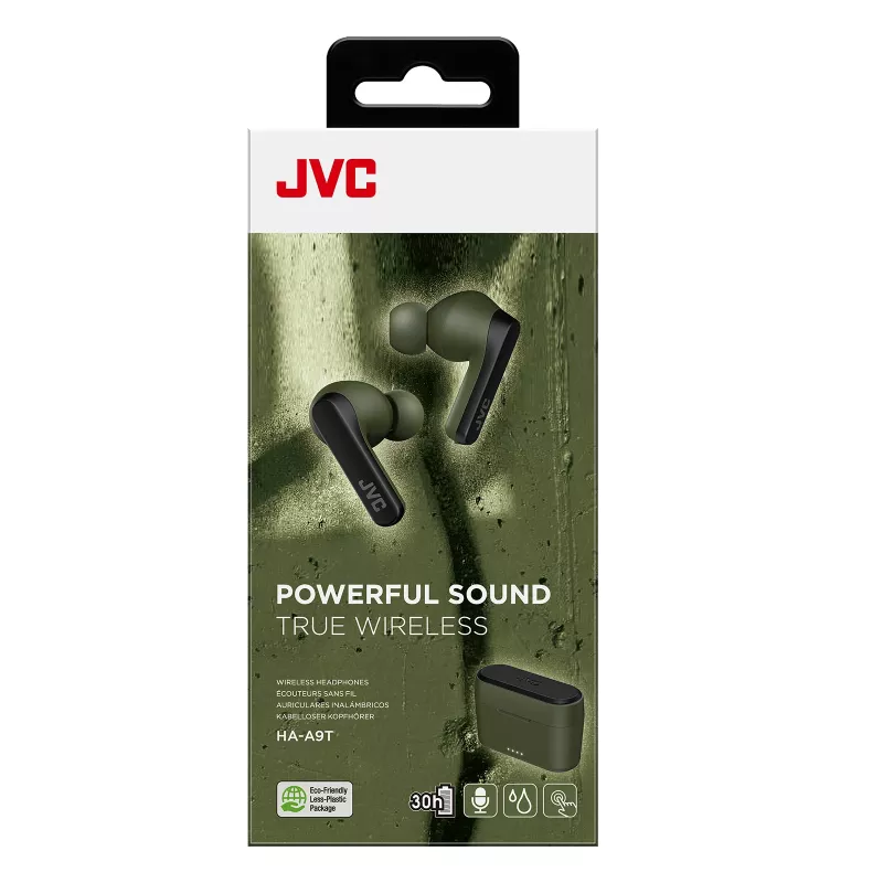 JVC Powerful Sound TWS zaļš, True Wireless Stereo (TWS), 20 - 20000 Hz, zvaniem/mūzikai, 8,2 g, austiņas, zaļš