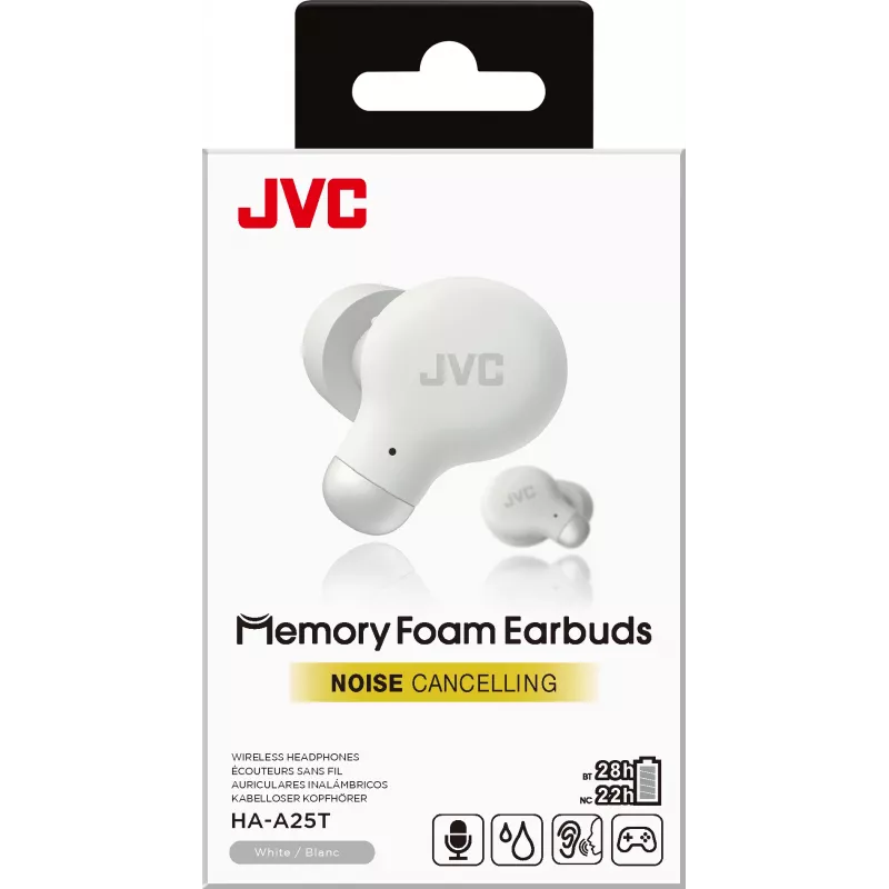 JVC Active Noise Cancelling TWS balts, True Wireless Stereo (TWS), 20 - 20000 Hz, zvaniem/mūzikai, 10.1 g, austiņas, balts