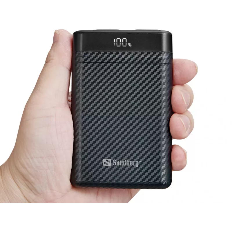 Sandberg Survivor Nano Powerbank 10000, 10000 mAh, litija jonu (Li-Ion), 3,7 V, 20 W, melns