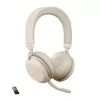 Jabra Evolve2 75 - USB-A MS Teams - bēša, bezvadu, birojs/telefona centrs, 20 - 20000 Hz, 197 g, austiņas, bēša