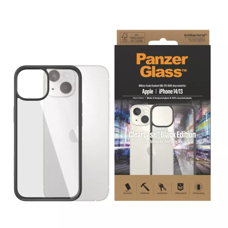 PanzerGlass ® ClearCase Transparent iPhone 14 | 13, vāciņš, Apple, Apple - iPhone 14, Apple - iPhone 13, 15.5 cm (6.1″), Transparent
