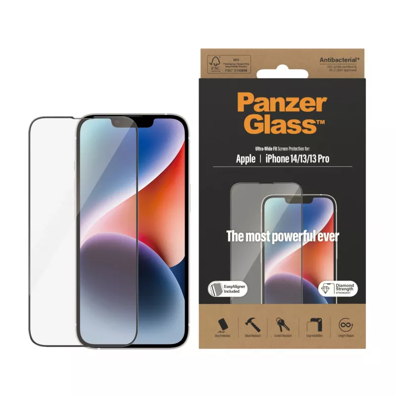 PanzerGlass ® ekrāna aizsargs iPhone 14 | 13 | 13 Pro | īpaši plats ar EasyAligner