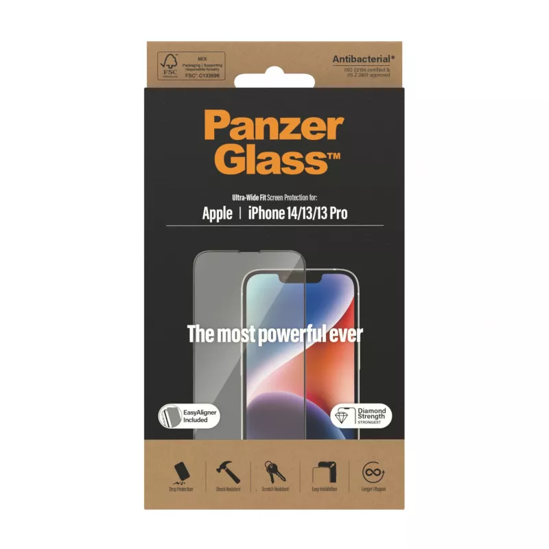 PanzerGlass ® ekrāna aizsargs iPhone 14 | 13 | 13 Pro | īpaši plats ar EasyAligner