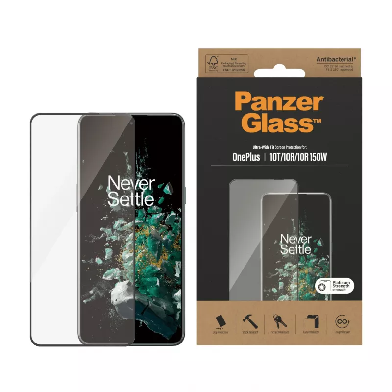 PanzerGlass ® Ekrāna aizsargs OnePlus 10T | 10R | 10R | 150W | Ultra-Wide Fit | Melns