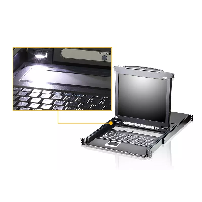 KVM slēdzis ATEN CL5708M Rack mounting Melns 1U 17 inch LCD