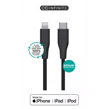 Lightning uz USB-C kabelis eSTUFF ES602180-BULK — 1 m, Melns, MFi, RoHS
