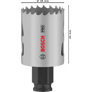 Caurumzāģis Bosch PRO Multi Material PC Plus 44/38 mm — Viens, Ø 38 mm, ģipškartonam, metālam, krāsainajiem metāliem, plastmasai, mīkstai koksnei