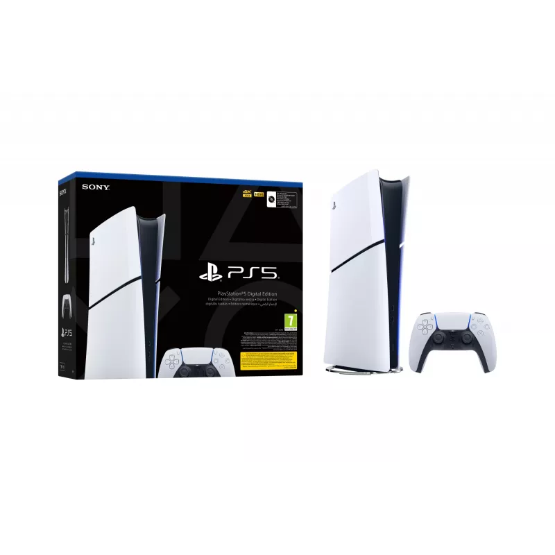 Sony PlayStation 5 (modeļu grupa - plāns) Digital Edition, PlayStation 5, Melna, Balta, 16384 MB, GDDR6, 448 GB/s, AMD