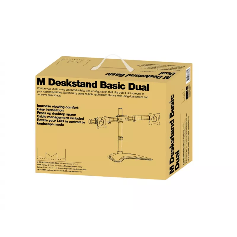 Multibrackets M Deskstand Basic Dual, brīvi stāvošs, 16 kg, 38,1 cm (15 collas), 68,6 cm (27 collas), 100 x 100 mm, melns