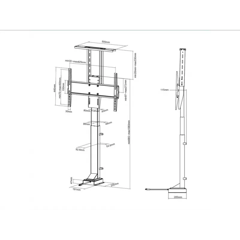 Multibrackets M motorizēts TV pacēlājs Large, 50 kg ietilpība, 37–65 collu ekrāni