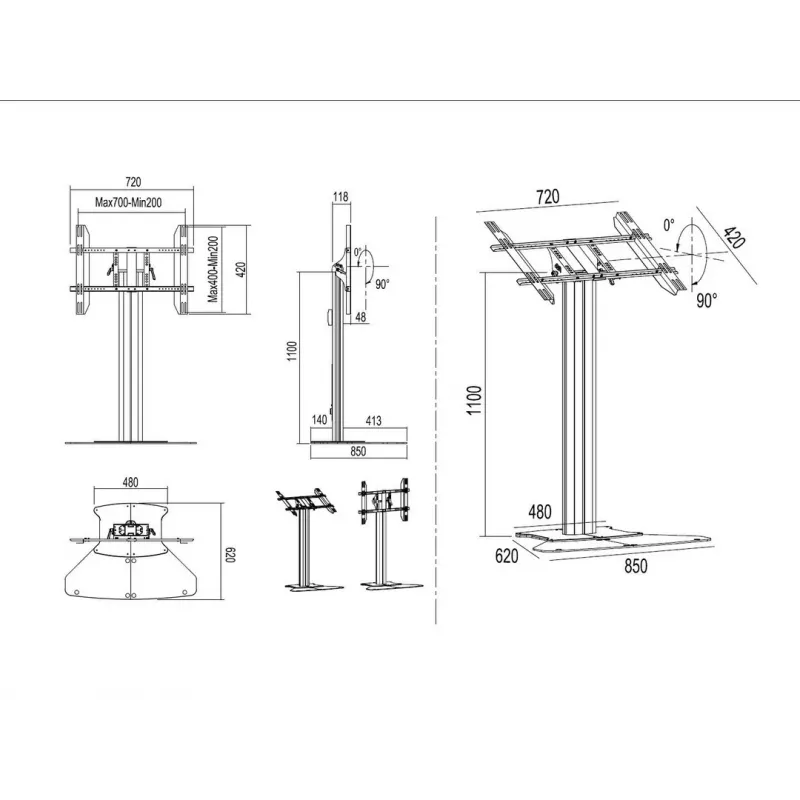 Multibrackets M Public Display Stand 110 HD Floorbase Single Melns