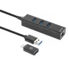 Manhattan USB-C un USB-A Combo dokstacija/cents, pieslēgvietas (4): Ethernet un USB-A (x3), 5 Gbps (USB 3.2 Gen1 jeb USB 3.0), darbināms caur USB (nav nepieciešams ārējs barošanas avots)