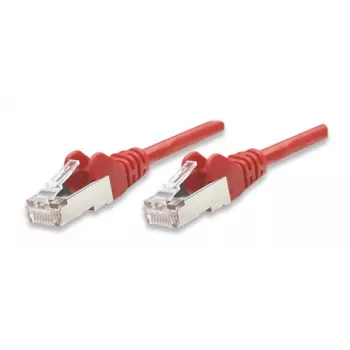 Intellinet tīkla komutācijas kabelis, Cat5e, 3 m, sarkans, CCA, F/UTP, PVC, RJ45, zeltīti kontakti, bez aizķeršanās, ar uzmavu, polietilēna maisiņā