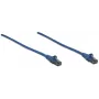 Intellinet tīkla komutācijas kabelis, Cat6, 10 m, zils, CCA, U/UTP, PVC, RJ45, zeltīti kontakti, bez aizķeršanās, ar aizsargapvalku, mūža garantija