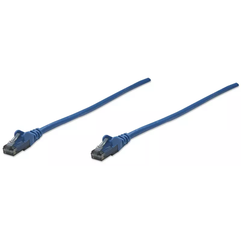 Intellinet tīkla komutācijas kabelis, Cat6, 10 m, zils, CCA, U/UTP, PVC, RJ45, zeltīti kontakti, bez aizķeršanās, ar aizsargapvalku, mūža garantija
