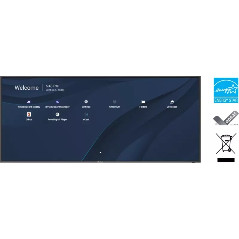 Viewsonic CDE105UW interaktīvā tāfele 2.67 m (105 collas) 5120 x 2160 pikseļi melna