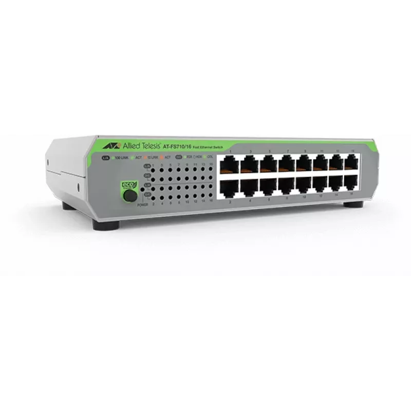 Allied Telesis AT-FS710/16-50 Nevadāms Fast Ethernet (10/100) 1U Zaļš, Pelēks