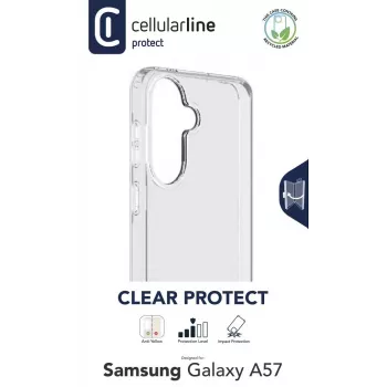Cellularline Clear Protect - Galaxy A57 cietais futlāris ar gumijas malām