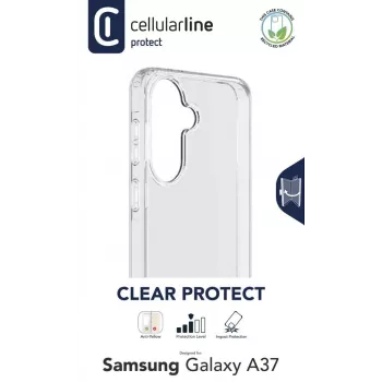 Cellularline Clear Protect - Galaxy A37 cietais vāciņš ar gumijas malām